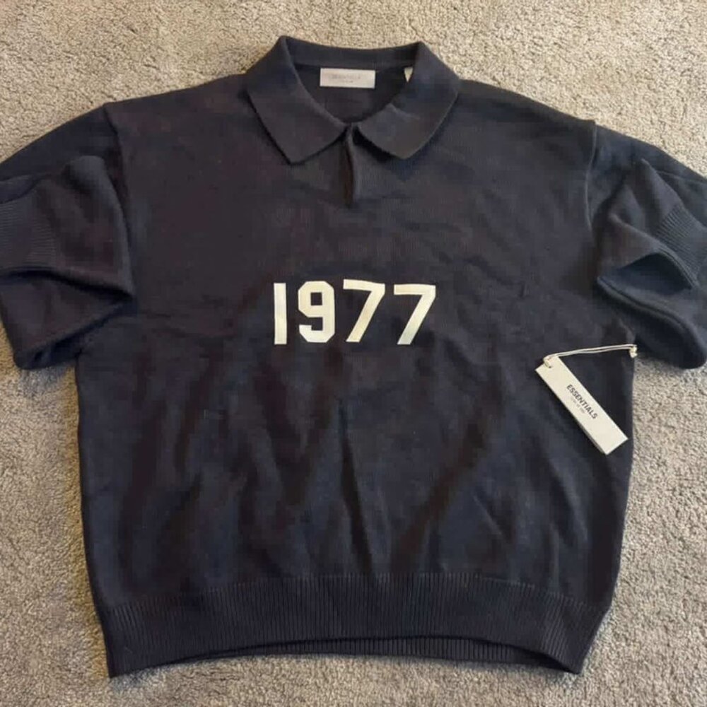 Fear of God Essentials 1977 Knit Polo Black NWT